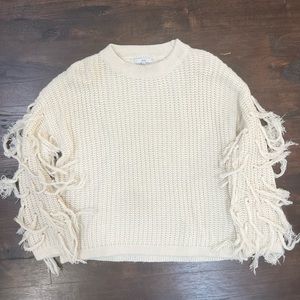 Vici Cream Fringed Sweater